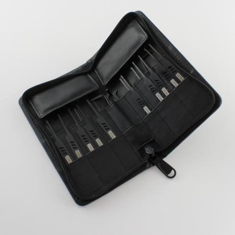 Dangerfield 'Pick Protect" Lambskin Lock Pick Tool Case containing Dangerfield Praxis Ionic Lock Pick Set