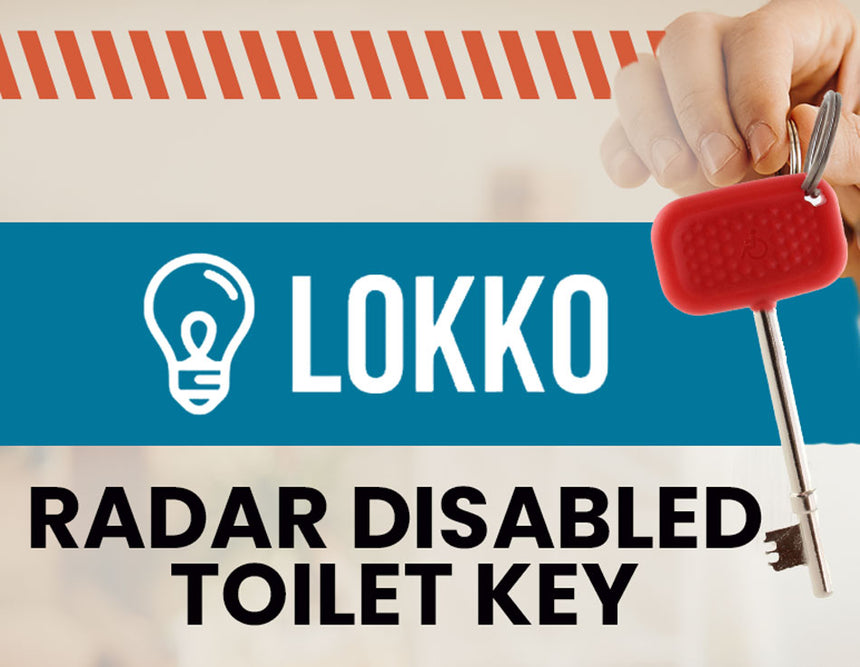 Lokko RADAR disabled toilet key with easy turn tactile bow for NKS doors, ensuring independent access for disabled people.