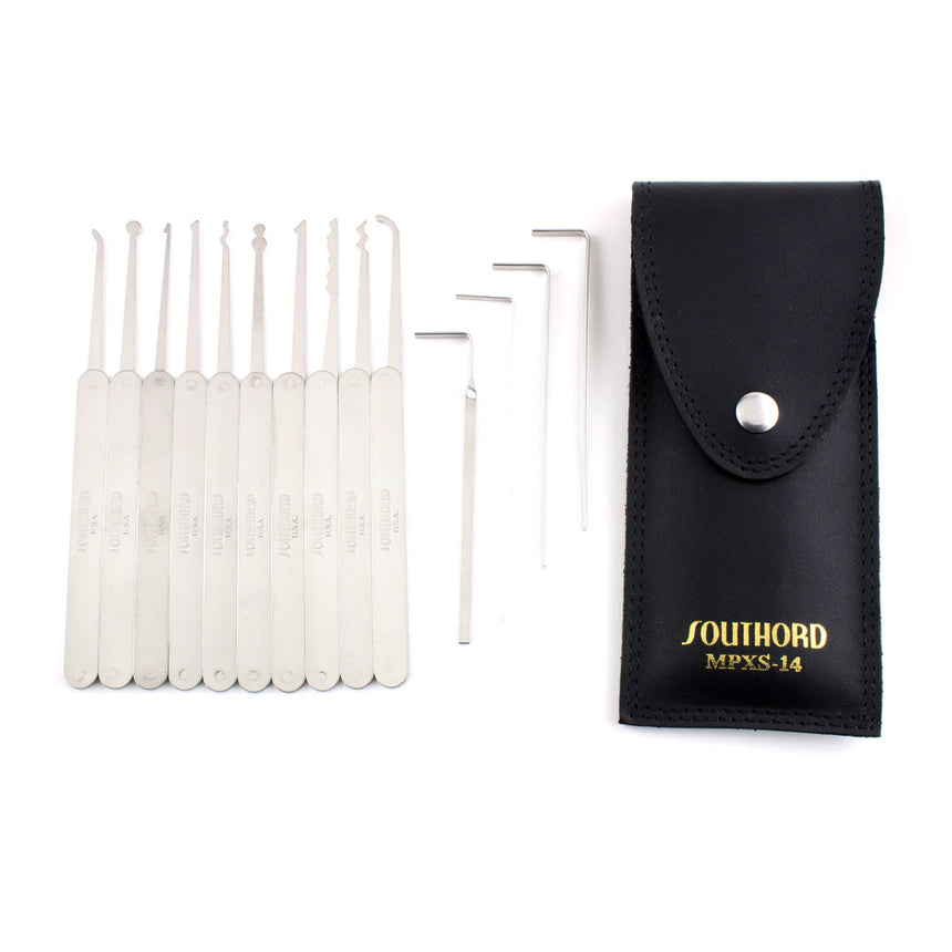 SouthOrd MPXS14 14 Piece Lock Pick Set - Stainless Steel Handles - UKBumpKeys