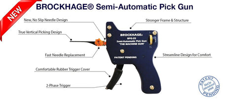 Brockhage Semi-Automatic Lock Pick Gun + 15 Needles - UKBumpKeys