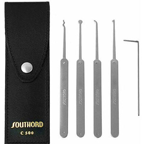 SouthOrd 5 Piece Slimline Lock Pick Set with Black Case - UKBumpKeys